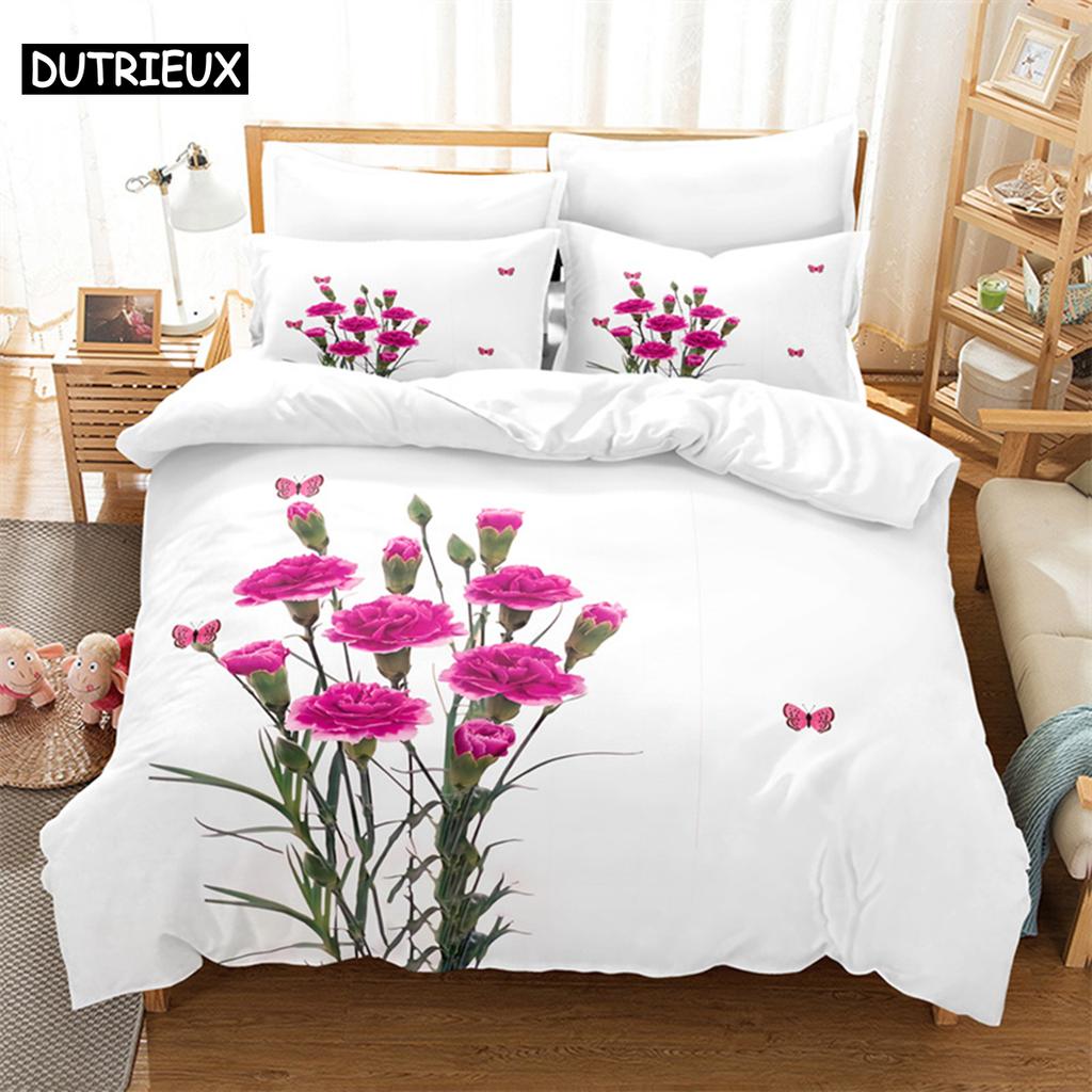 Comforter Pink Rose Queen Bedding Set Lovers Kids Bedding Digital Printing King Size Bedding Set