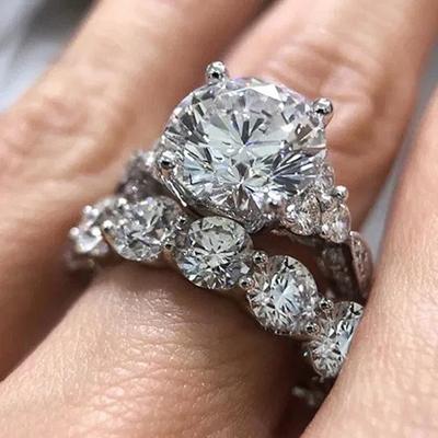 Neue temperamentvolle süße Brautsets Ringe Brillante Zirkonia Moderne Hochzeits-Verlobungsringe Neuer trendiger Schmuck für Frauen