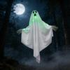 Halloween Glowing Hanging Decoration with Green Light and Multiple Expressions, Outdoor Yard Decor for Garden Amusement