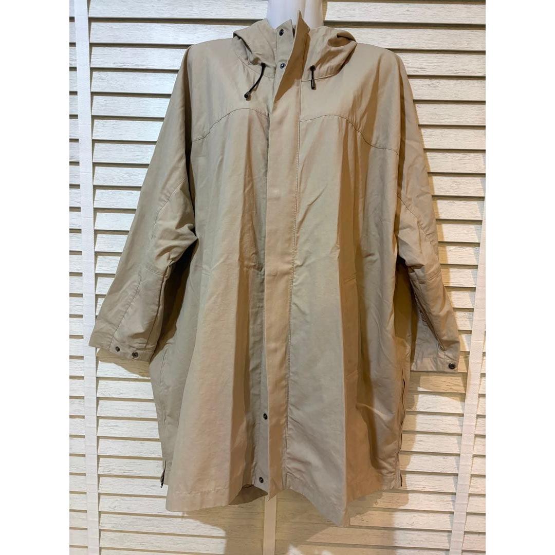Rope Picnic Hooded Light Coat Beige Spring/Autumn Duster Coat Size 38