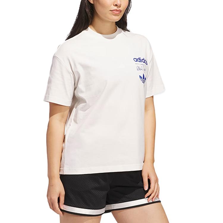 adidas Originals Kareem Skyhook Classic Retro Loose Comfortable Short Sleeve T-Shirt Unisex Tops Cloud-White JD5192