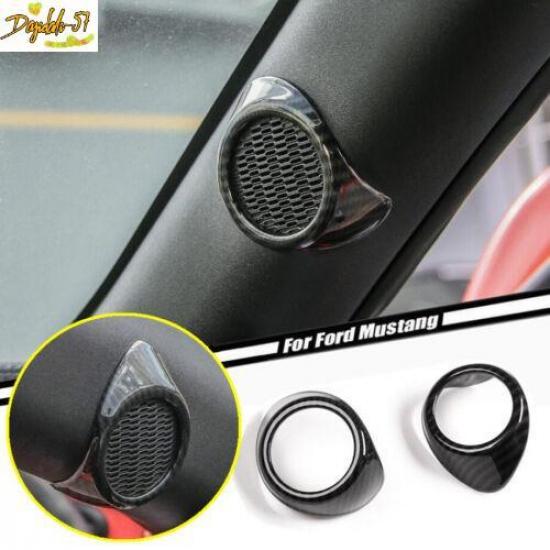 Fit For 2015- Ford Mustang ABS Carbon Fiber A-Pillar Speaker Cover Trim 2PCS