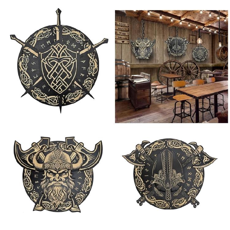 Cultural Wood Wall Hangings Medieval Nordic Portrait Sword Wall Plaques Decors