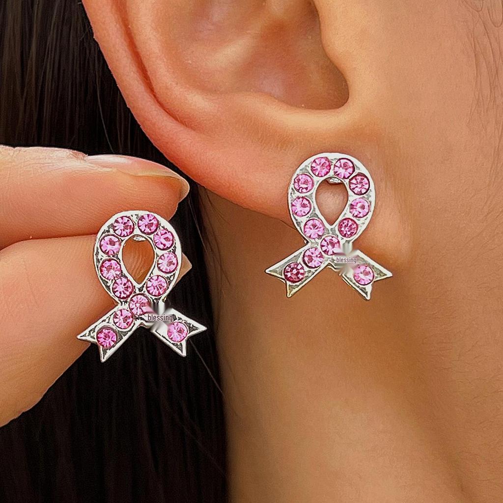 Red Ribbon Breast Cancer & AIDS Awareness Jewelry Set: Necklace, Nurse Bracelet, Badge