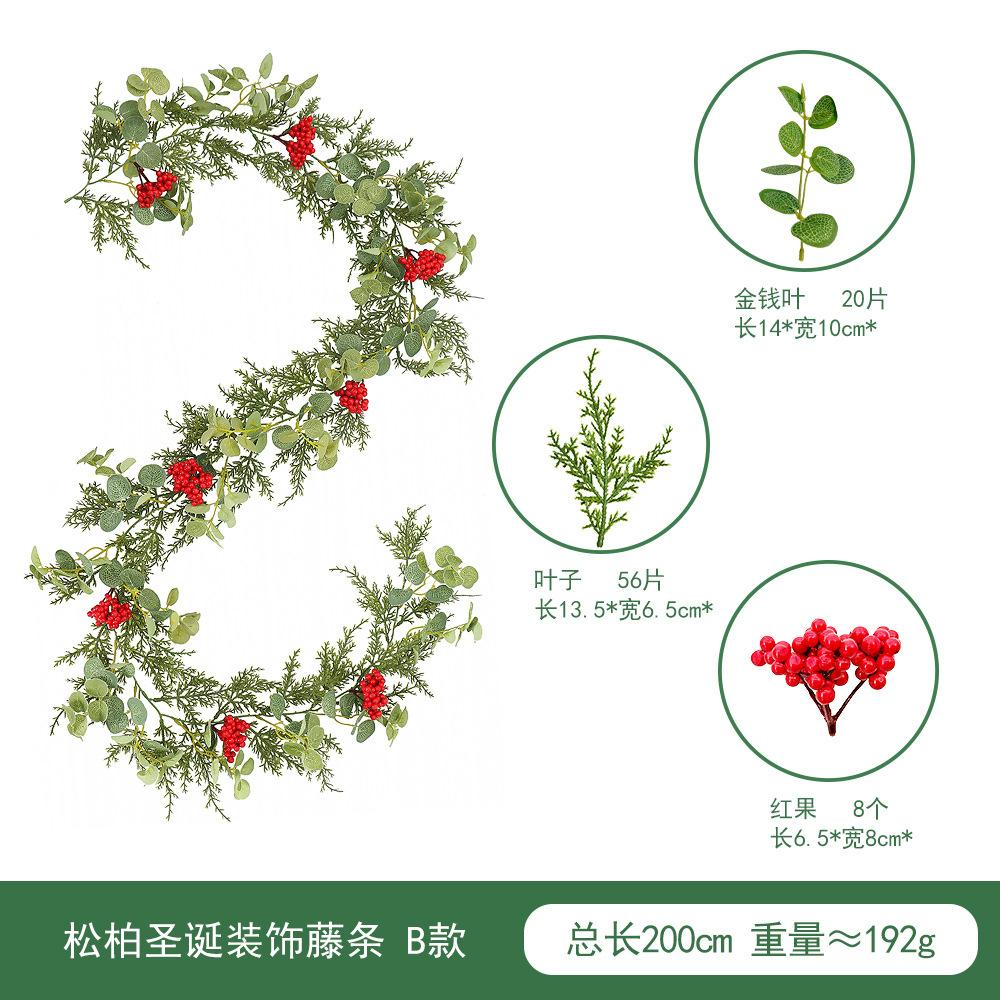 Atmosféra Rozvržení Dekorativní Ratan Simulace Zelená Rostlina Borové Jehličí Vánoční Ozdoba Věnec Interiérová Dekorace Simulace Ratan