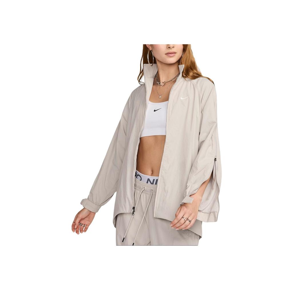 Nike Sportswear Collection Repel Oversize Comfortable Soft Knit Jacket Women Jacket Light-Iron-Ore White FV7536-014