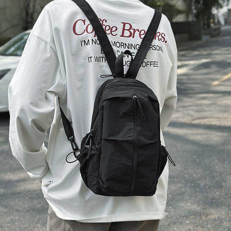 2-in-1 one-shoulder, double-shoulder backpack, chest bag, waterproof, wear-resistant, simple, solid color outdoor commuter bag, high value