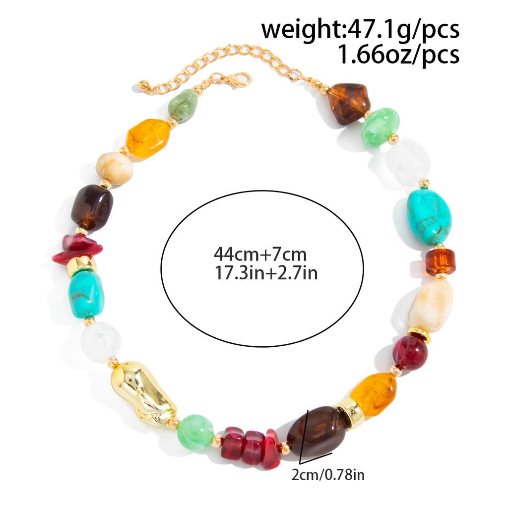 Ingemark 5 Styles Bohemia Colorful Acrylic Beaded Choker Necklace Women Vintage Adjustable Stackable Clavicle Chain Jewelry Gift