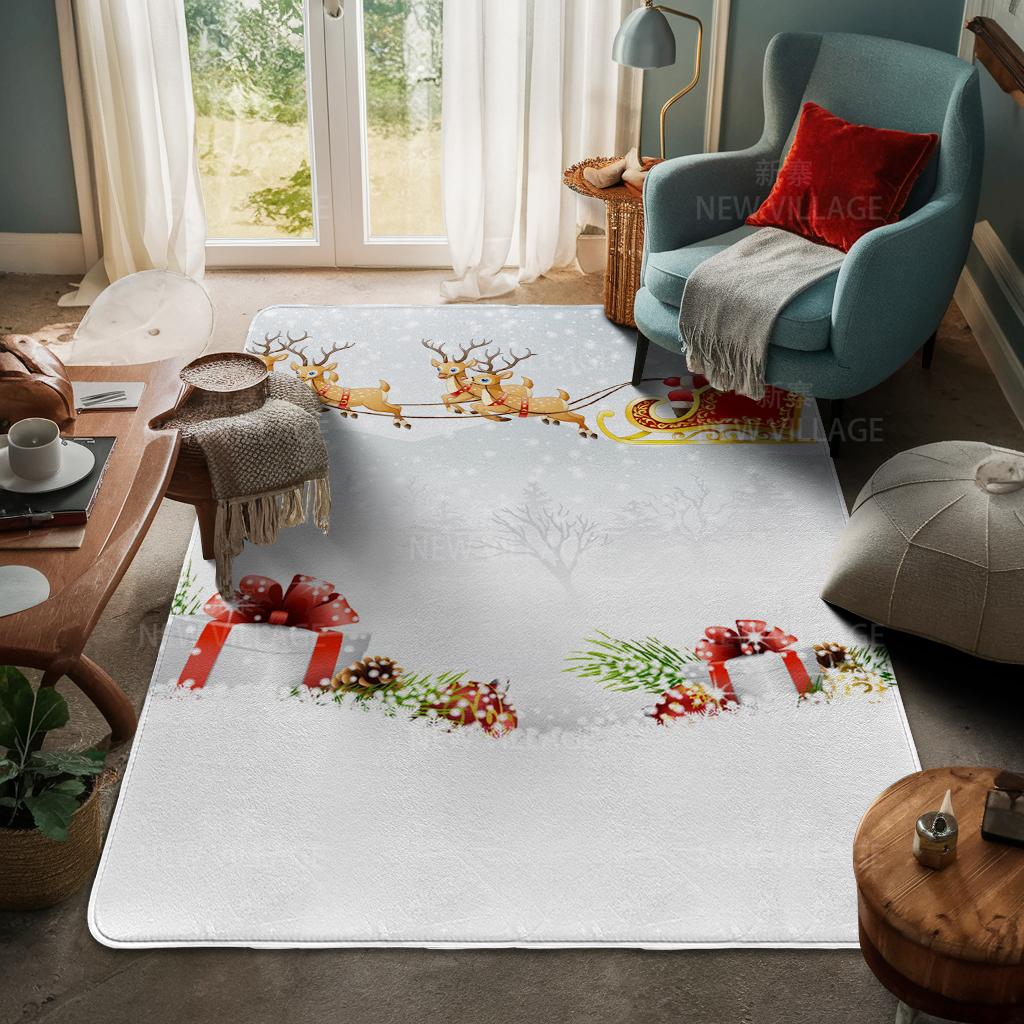 House Entrance Carpet Home Door Mat Living Room Bath Foot Bathroom Non-slip Water Absorption Rugs Bath Merry Christmas Winter