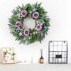 Artificial Flower with Leaf Realistic Purpler Rose Wreath Decoration for Door Window Hallway Farmhouses Wedding Wreath