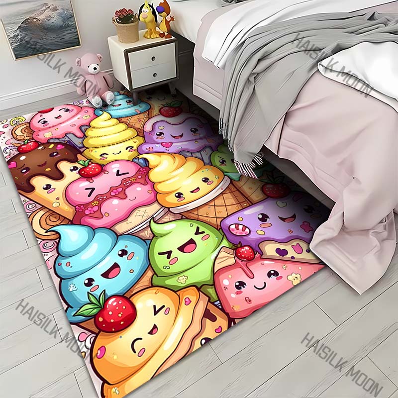

Multiple Colorful Ice Cream Cartoon Carpet for Living Room Bedroom Bedside Floor Mat Cloakroom Kids Activity Area Rugs 40x60cm
