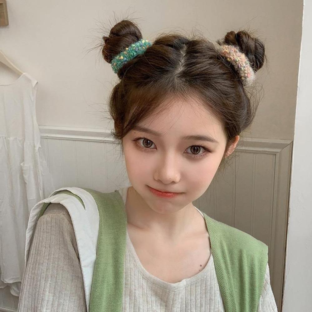 Colored Dot Soft Velvet Headband High Elastic Hair Scrunchie  Women Girl Hair Accessory