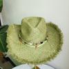 light Western Cowboy Straw hat women Natural Raffia Hats Fashion Large Brim soft straw hat Party Outdoor summer Beach Hat girl