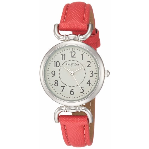 Arias Amalfidia Analogue Watch, Waterproof, Leather Strap, White Dial, WW20022A-128, Women's, Red