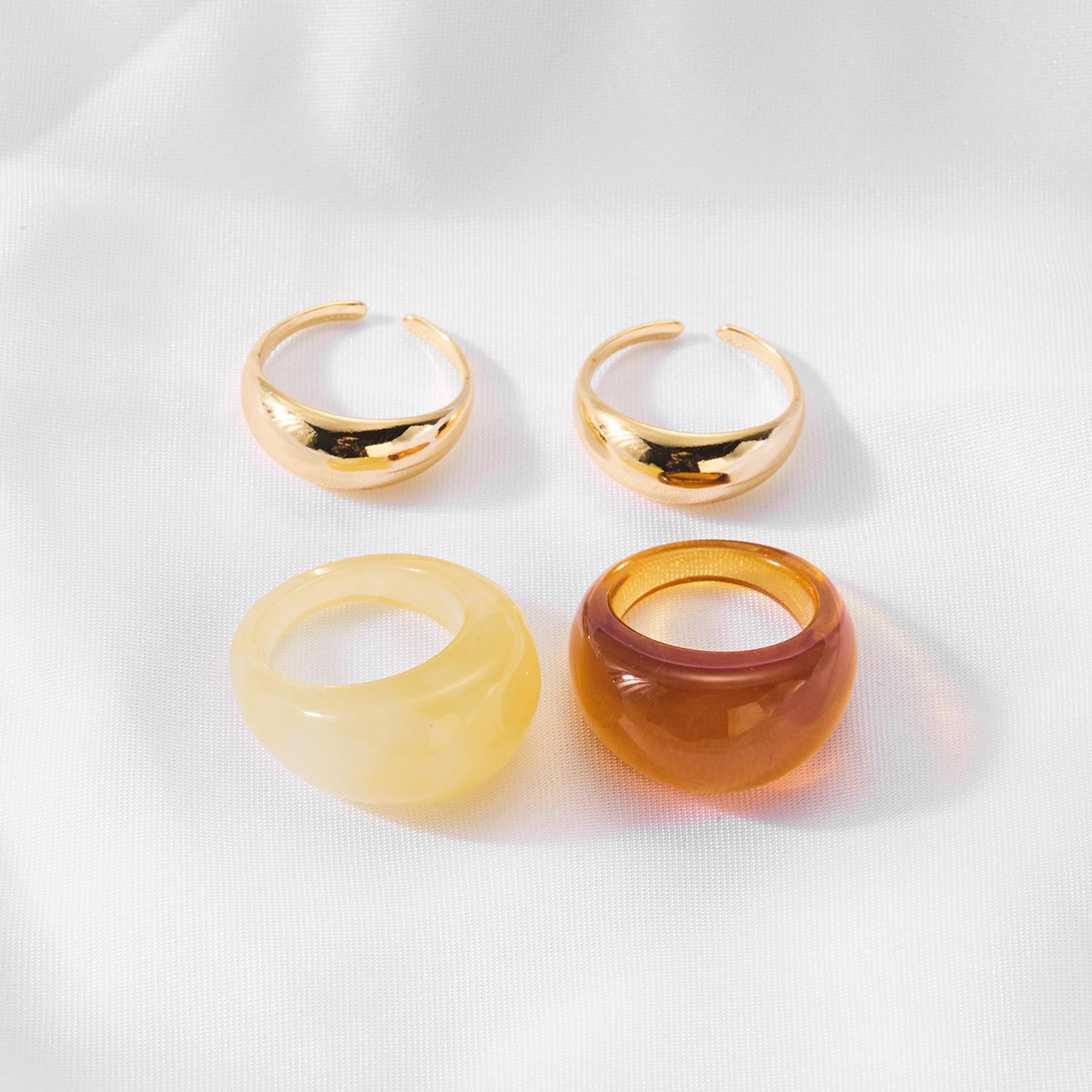 

4pcs/Set Vintage Chunky Resin Ring for Women Colorful Acrylic Irregular Geometric Stacking Finger Rings Y2K Aesthetic Jewelry Gi