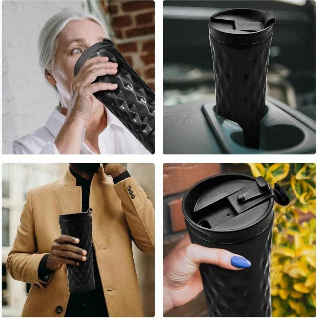Insulated Coffee Mug 17oz, Leak Proof Coffee Cups with Lid, Thermal Coffee Cups Stainless Steel Reusable Coffee Mug Keep Cold and Hot Travel Mug