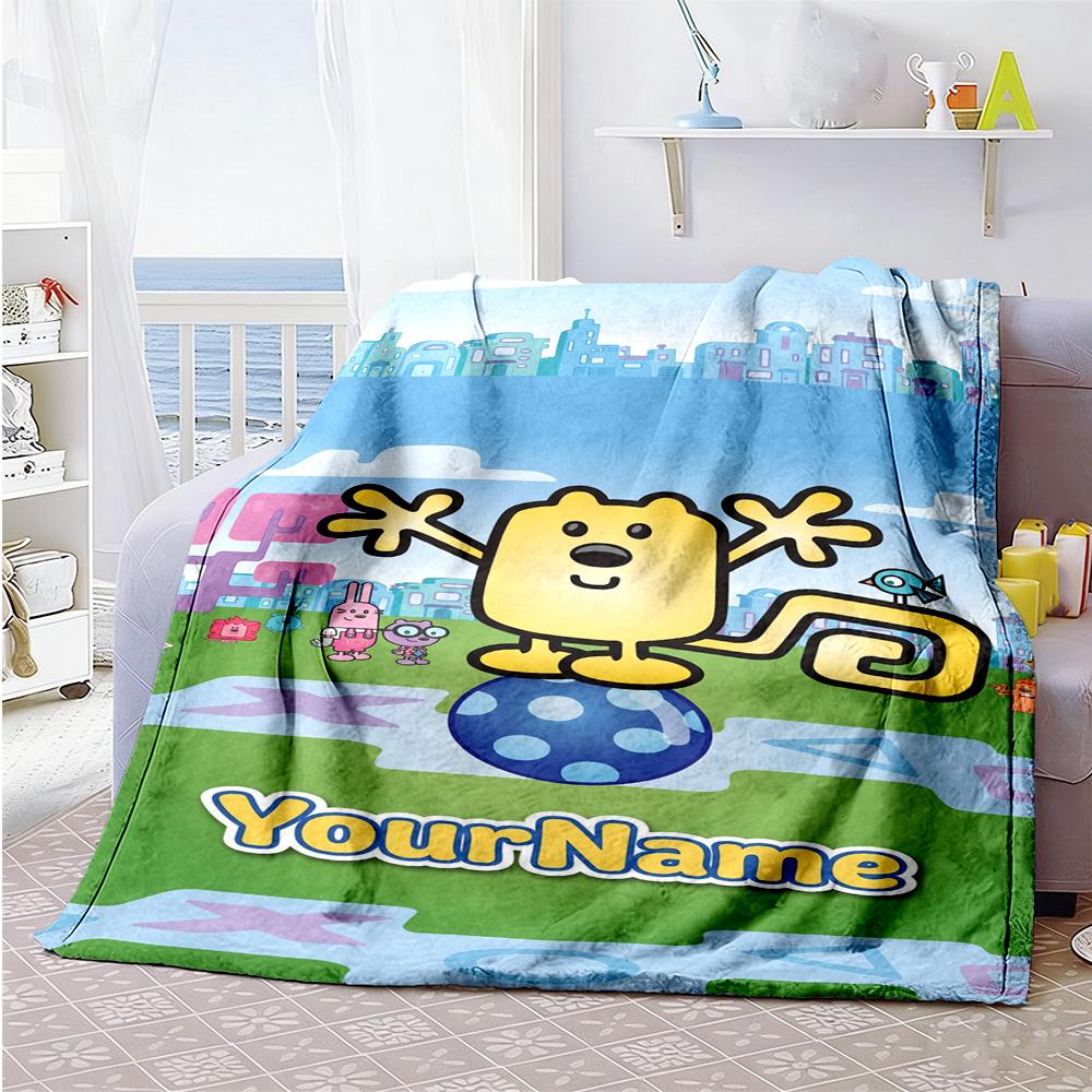 Wow! Wow! Wubbzy Personalized Name Blanket Throw Customizable Blanket Comfortable Great for Seaside Bedding Chair Bed for All Occasions