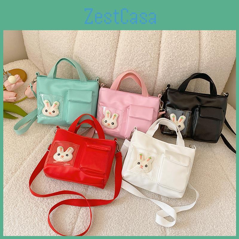 Adorable Mini Shoulder Bag For Kids With Cute Cartoon Rabbit Design In Pink And White