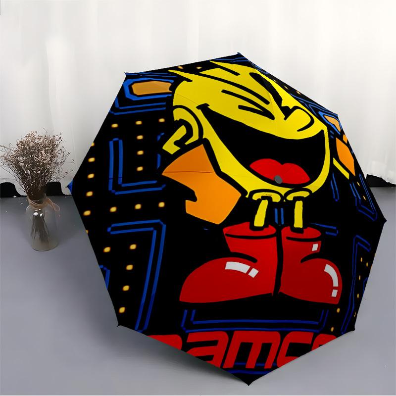 1pc Pac Man Gaming Automatic Open/Close Umbrella   Compact Travel Umbrella, 8 Rib Heavy Duty, Perfect for Women & Men    a0923168