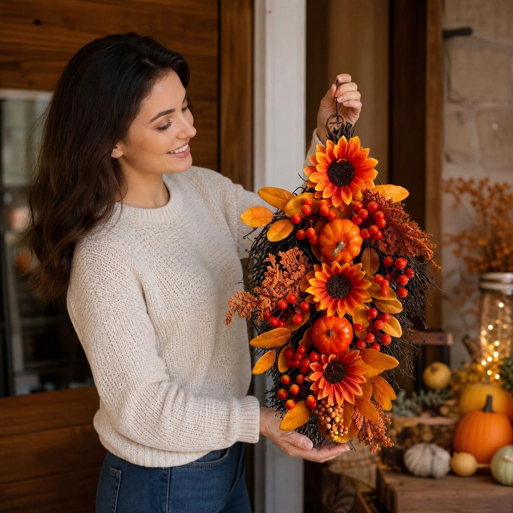 Fall Maple Leaf Pumpkin Hanging Ornaments for Home Decor