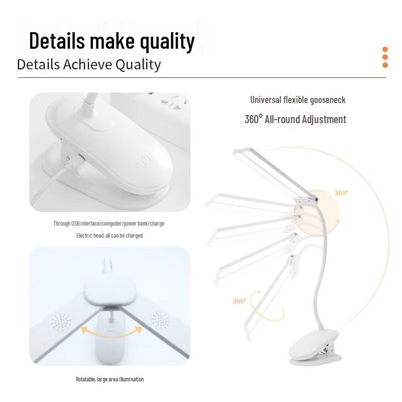 Rechargeable Dual-Head Clip-On LED Desk Lamp