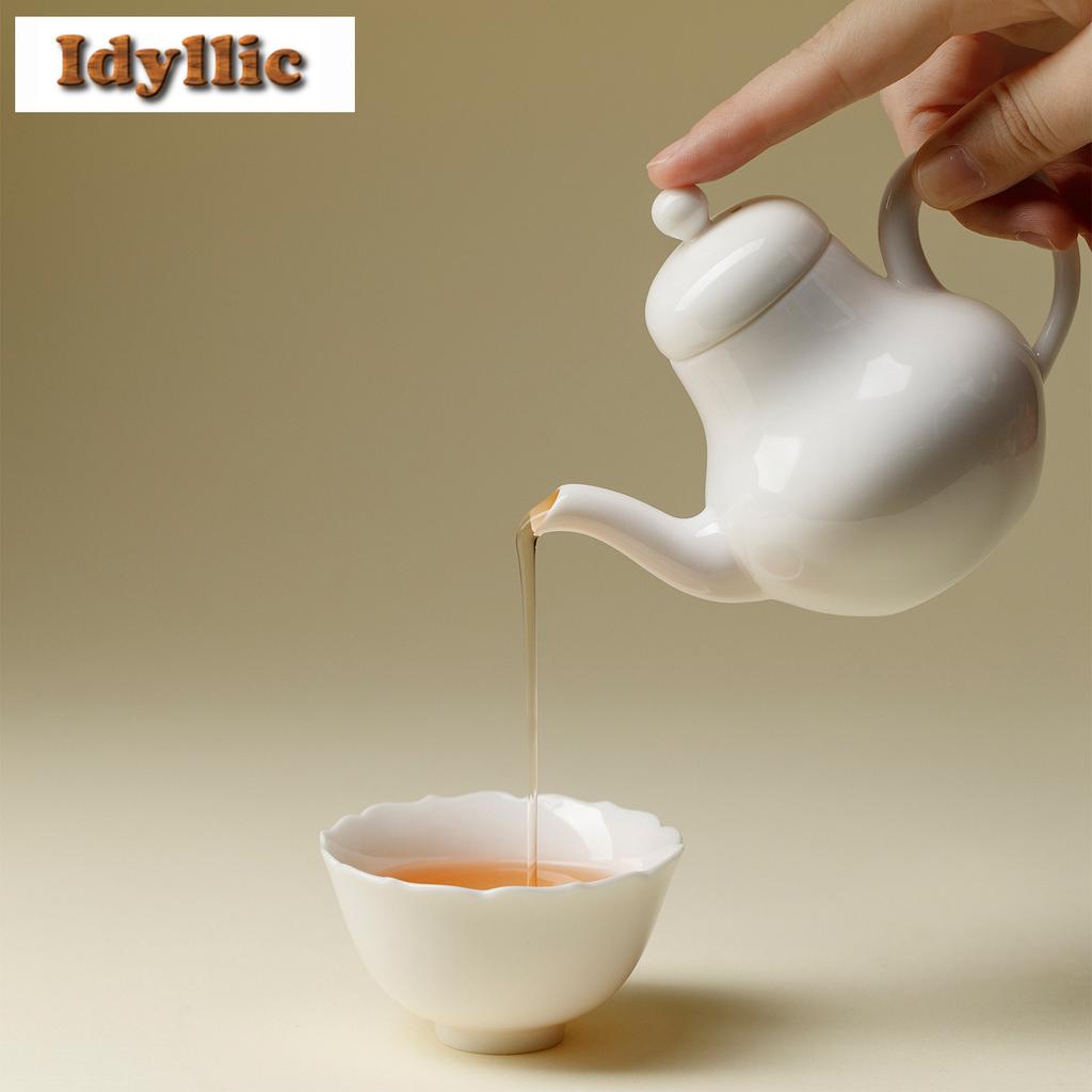 135ml Süße Weiße Glasur Porzellan Zuiyin Teekanne Japanische Teezubereitungskanne Tee Einweichkessel mit Kugel Loch Chinesisches Teeservice Handwerk