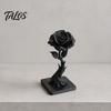 Talos 3D Printed Black Rose Statue Ornament, Gothic Dark Style Figurine, Artistic Flame Base Flower Decor, Exquisite Decoration for Home Office