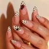 Black And White Polka Dot Almond Wear Nail Powder French Three-dimensional Insect Manicure