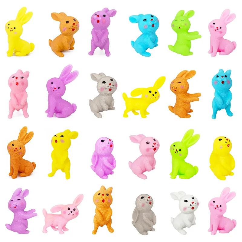 5/10PCS Happy Easter Rabbits Stretch Stress Relief Sensory Fidget Toys Easter Egg Hunt Party Favor Basket Stuffer Gifts