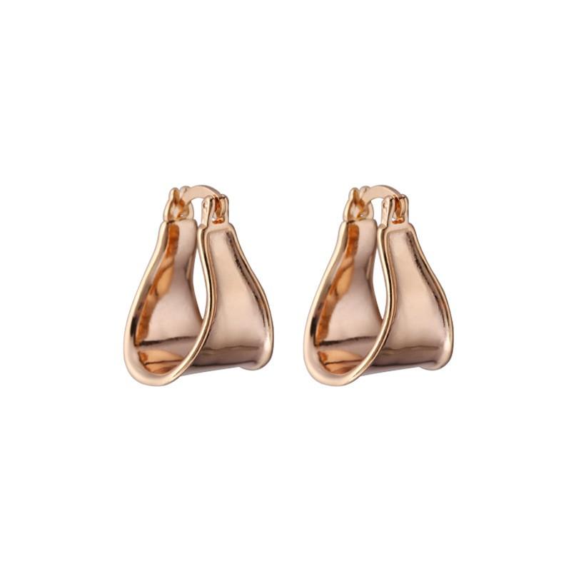 Asymmetrical Wide Curved Earrings Women Sterling Champagne Gold Plated Minimalist Chic Fashion Jewelry 925 Sterling Silver