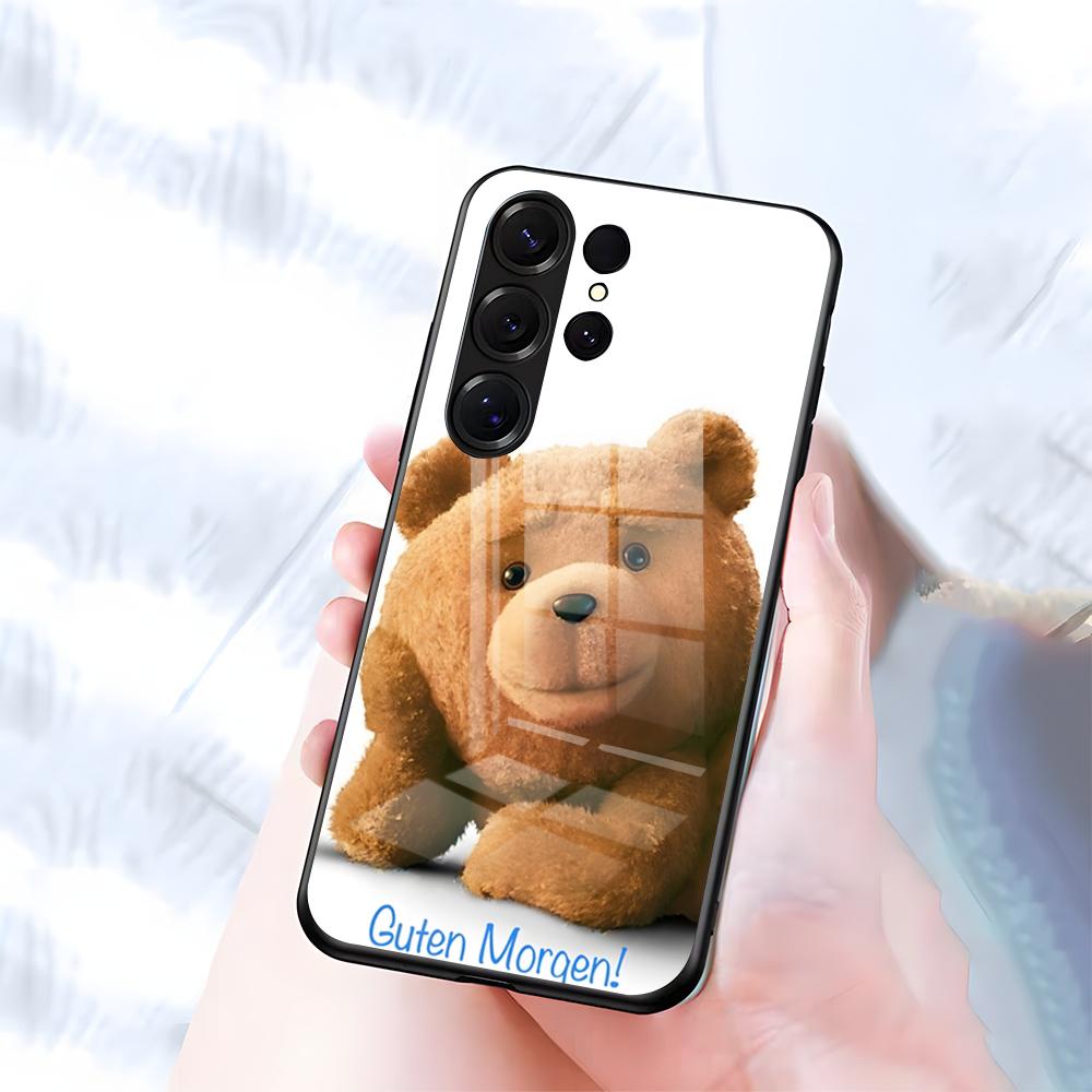 T-Ted B-Bear Phone Case For Samsung S26 S25 S24 FE S23 S22 S21 Plus S20 Ultra Note20Ultra Black Glass Cover