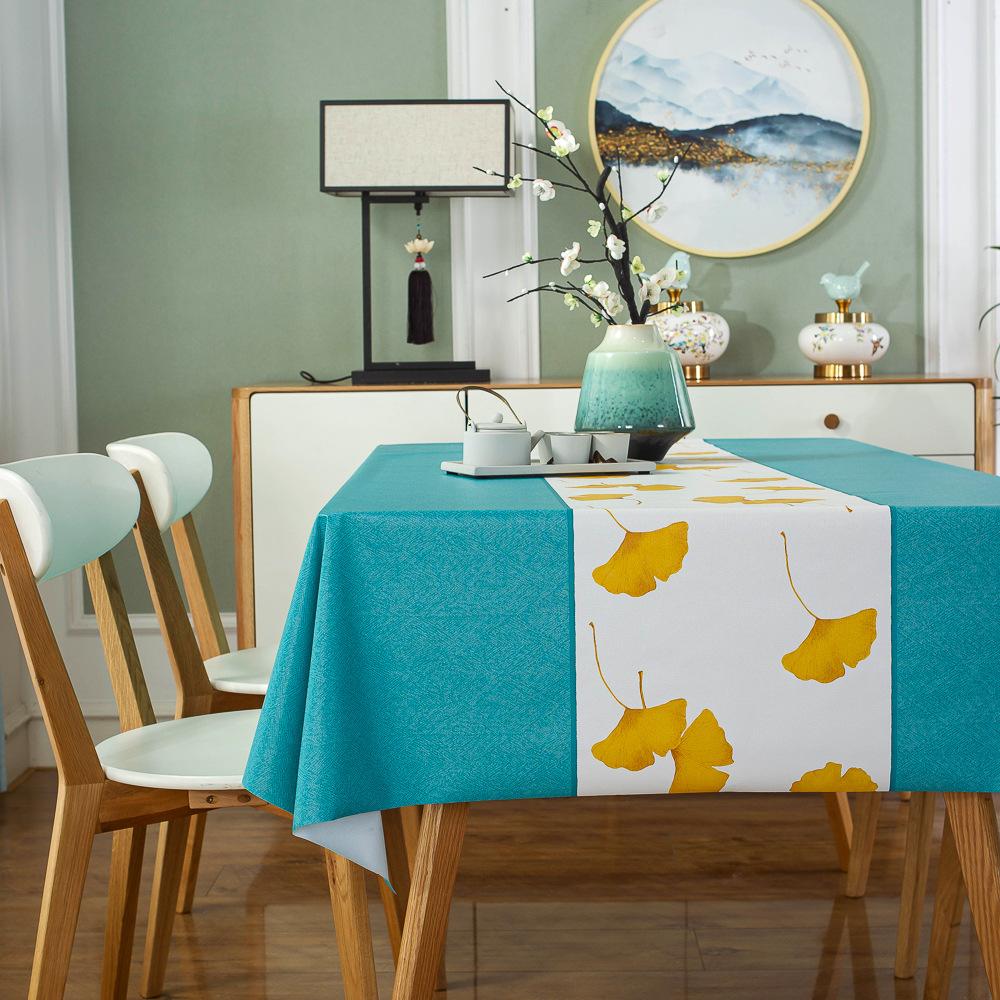 Chinese Style Pvc Tablecloth Waterproof, Oil-Proof And Anti-Scalding Leave-In Tablecloth Plastic Dining Table Cloth Household Chinese Coffee Table Mat 90*90cm