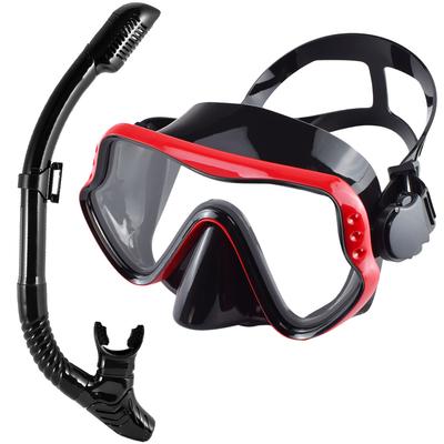 Dry Snorkel Set Diving Mask Panoramic Wide View Anti-Fog Easy Adjustable Strap Professional Scuba Snorkeling Gear for Adults