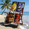 Personalisierter Strandtuch mit individuellem Namen für Five Nights at Freddy's, für Reise Camping Strandparty Heimdekoration, Geburtstagsgeschenk für Familie & Freunde