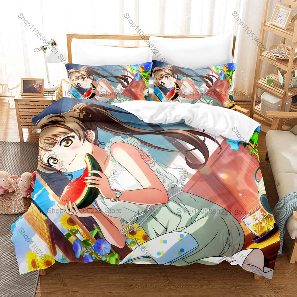 Soft Polyester Microfiber Kotori Minami sweet fashion bird idol themed 3PCS Bedding 1 Duvet Cover + 2 Pillowcases All Season