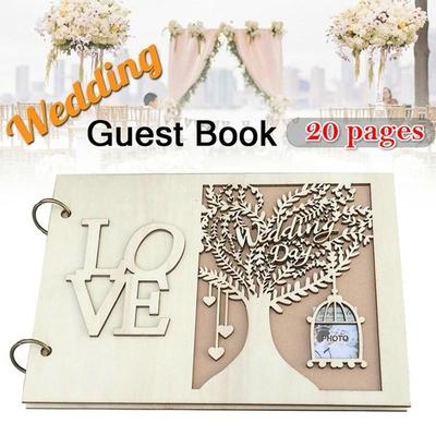 1 STÜCK Hochzeitsdekoration Gästebuch Holzbaum DIY Bastelalbum Scrapbooking Fotoalbum 20 Seiten LS