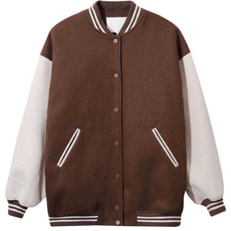 

Бейсбольная куртка Colorblock для женщин, весенняя новинка, маленький американский ретро-топ в стиле колледжа oversize 2XL