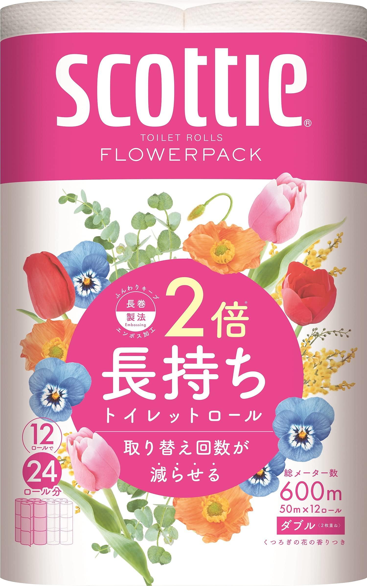 

Scotty Flower Pack Double Roll rolls for 24 Toilet 50m Double (12 rolls)