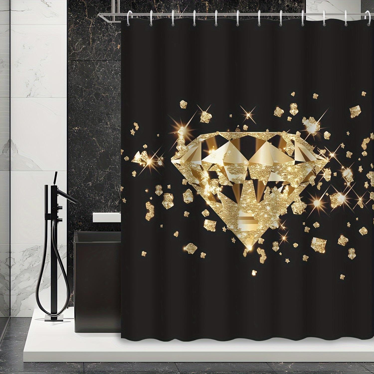 

Modern Fashion Diamond Shower Curtain Washable Dirt-Resistant Shower Head Waterproof Polyester Bath Curtain For Home Decor W60H190(CM)-1 Pcs