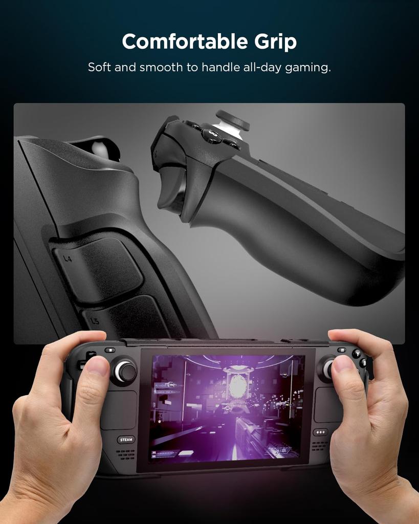 Spigen Steam Deck Case with Stand for Steam Deck LCD (2022) / Steam Deck OLED (2023), Shock Absorption, Shock Resistant, ACS06040 (Black)