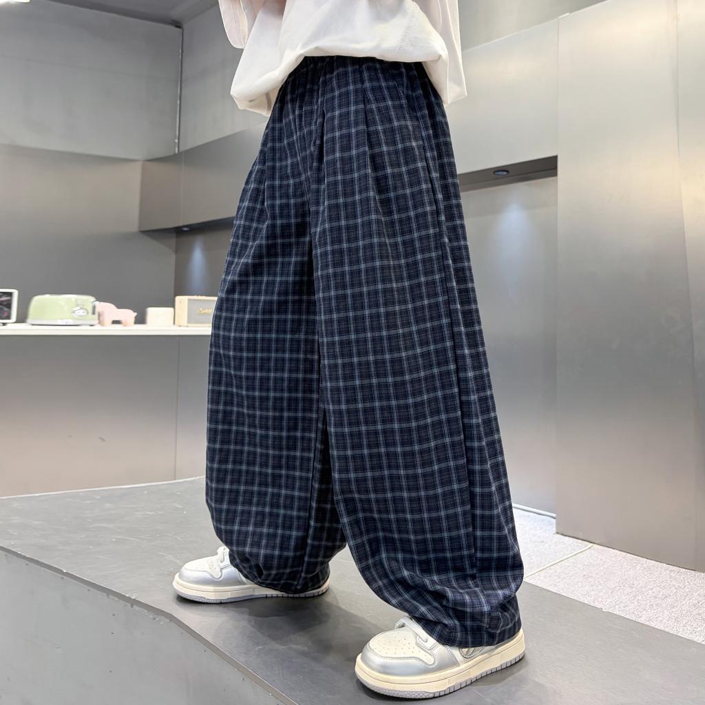 Boys' Summer Checkered Casual Pants 2026 New Style Rascal Handsome Children's Summer Work Pants Middle and Large Children's Casual Pants