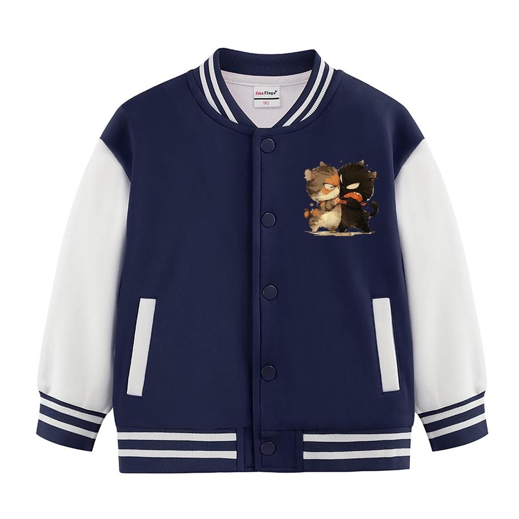Boys' 2026 Fleece-Lined Baseball Jacket for Spring and Autumn