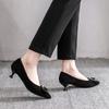 Pointed Single Shoes Women's Thin Heels 2025 New Korean Version Versatile Light Mouth Four Seasons Black Professional Work Shoes