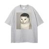 Lässiges T-Shirt mit lustigem "Crazy Cat" Meme-Print — Ein Freizeit-Oberteil mit stilvoller, cooler und klassisch humorvoller Ausstrahlung. Damenbekleidung Mode Y2K