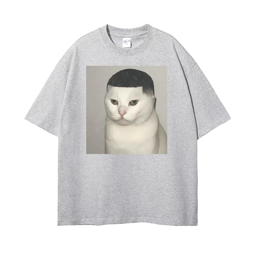 Lässiges T-Shirt mit lustigem "Crazy Cat" Meme-Print — Ein Freizeit-Oberteil mit stilvoller, cooler und klassisch humorvoller Ausstrahlung. Damenbekleidung Mode Y2K