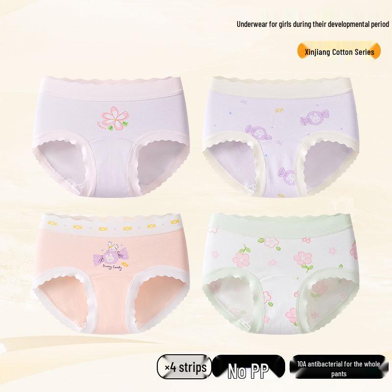 Girls' Pure Cotton Antibacterial Triangle Briefs - No Pinch Comfort for Babies & Older Children (Autumn/Winter)