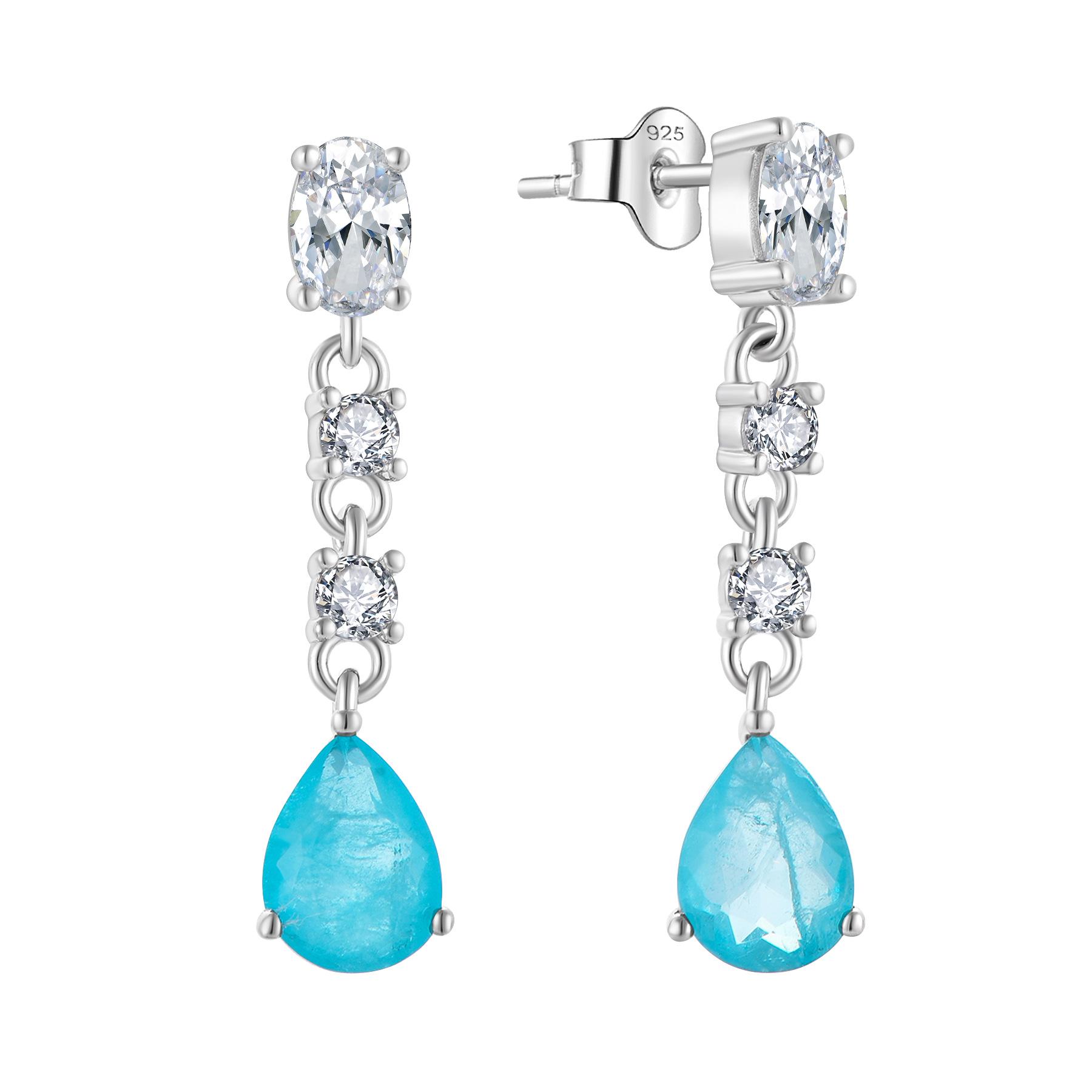 Zirconia Tassel Dangle Earrings: Simple, Popular Water Drop Gemstone Light Luxury Accessories 925 Silver