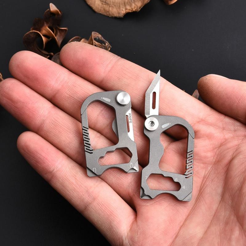 Navaja de Bolsillo Plegable de Aleación de Titanio Hebilla Abrebotellas Multifuncional Llave Hexagonal Herramienta EDC Destornillador Recto Phillips