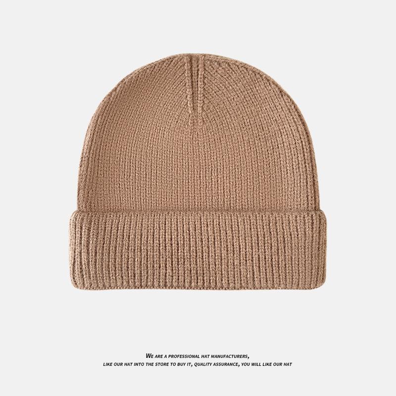 Light Plate Knitted Hat for Women Thickened Warm Ear Protection Cold Hat for Students Simple and Versatile Pullover Woolen Hat for Men
