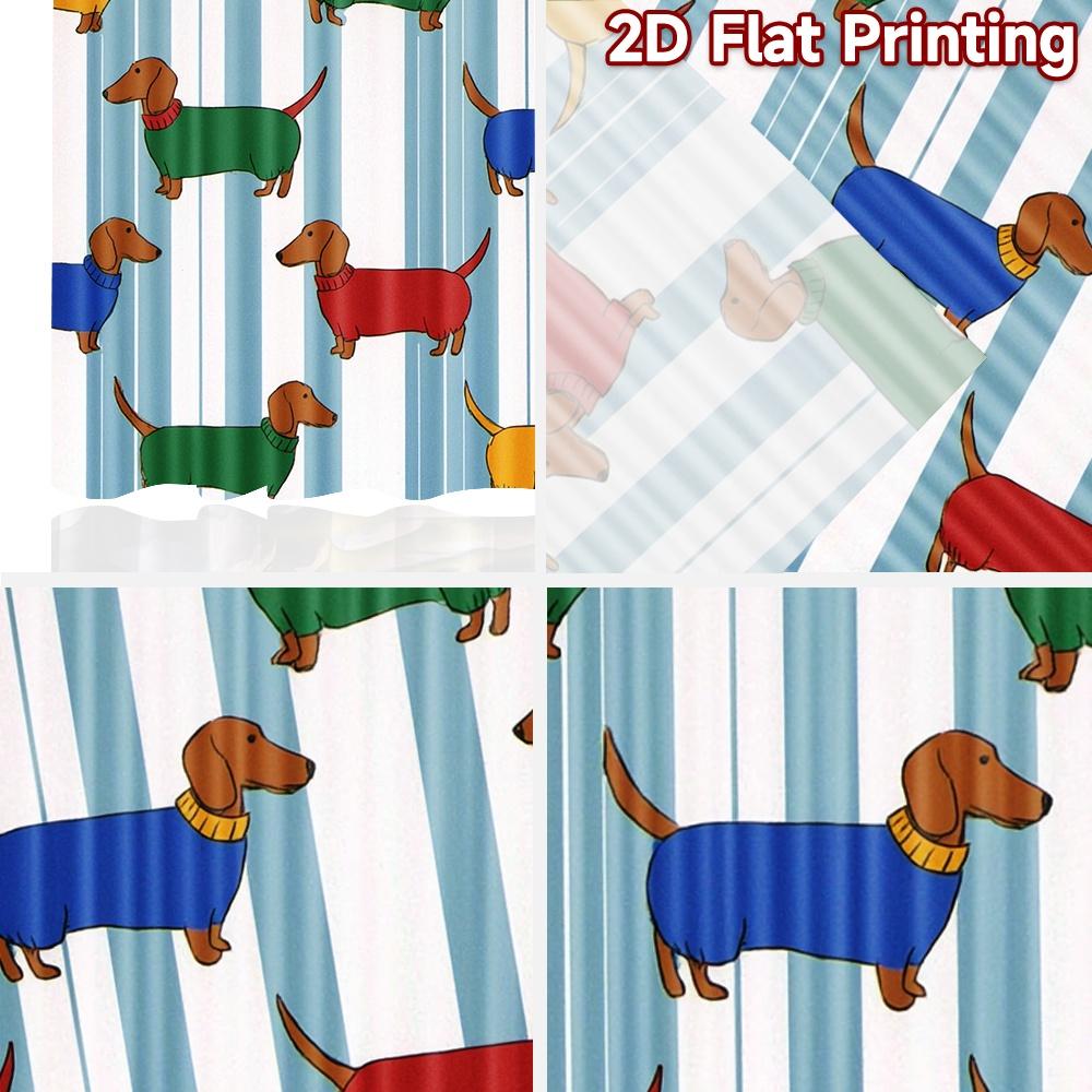 2D flat printing 2pcs Curtain Cute Dachshund Dogs Digital Printed Polyester Drapes Festive Holiday Perfect for Festive for